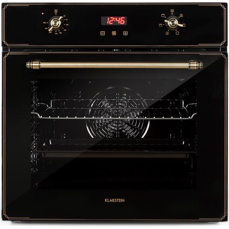 Elizabeth Elektrischer Einbaubackofen Retro-Design Umluft / Oberhitze / Unterhitze / Grill 2200 Watt 70 l Volumen EEK A Temperatur: 50 - 250 °C Messingoptik Garzeittimer: bis 10 h Display (1/5)