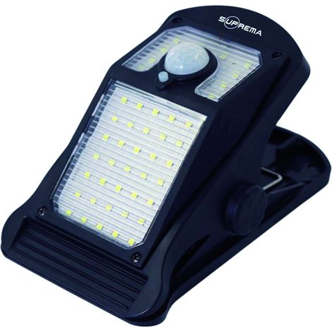 Suprema PROIETTORE SOLARE CON CLIP, 45 led, 2 watt, 250 lumen, luce naturale - 1 pezzo