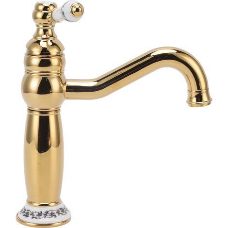 Robinet de lavabo en laiton antique, mitigeur monocommande avec flexibles d'évacuation pour usage domestique et commercial