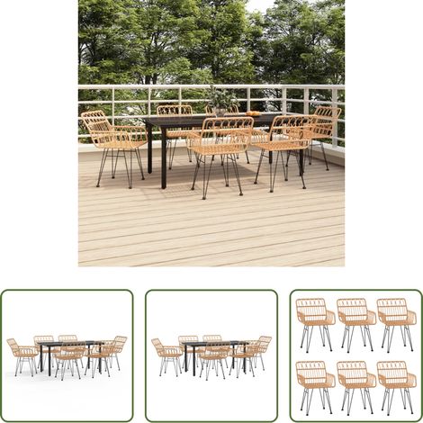 Salle à manger extérieur - Ensemble à manger de jardin 7 pcs Résine tressée (1/5)