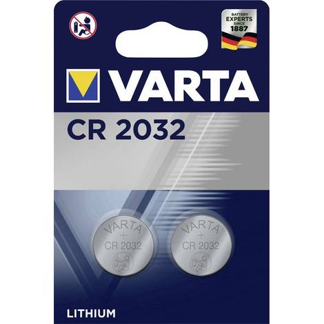 Varta – Lot de 2 piles bouton lithium CR2032 3V – 230 mAh – Longévité 10 ans – Compatibles montres, télécommandes, calculatrices
