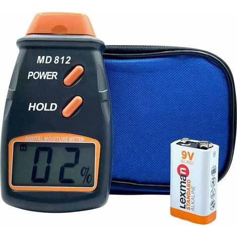 Testeur Humidité [Notice + Sac de Rangement+ Pile 9V], Humidimètre Numérique Bois Mur Portable à 2 broches , Écran LCD Numérique HD (1/5)