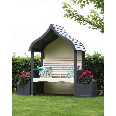 AFK Orchard Arbour Wooden Garden Seat Chair Charcoal Grey & Stone FSC (1/2)
