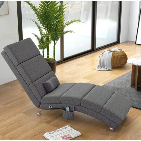 Fauteuil relax électrique massant avec télécommande, 5 modes, coussin, gris foncé (1/5)
