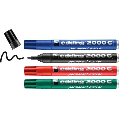 Rotuladores permanentes – Paquete de 4 – Cuerpo de aluminio reciclado – Modelo 2000C – Colores surtidos