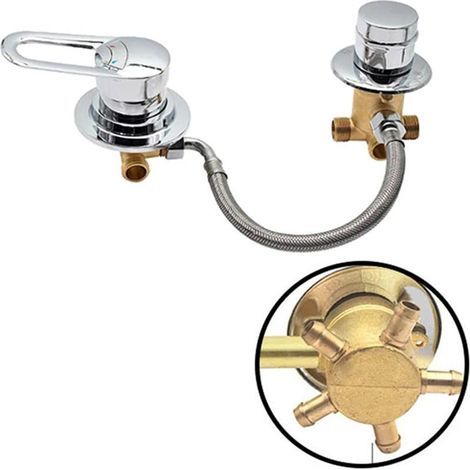5-way solid brass diverter valve – Hot/cold water mixer for bath, shower and steam room (1/5)