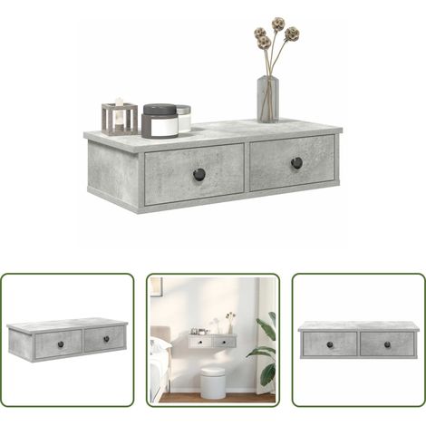 Schubladenregal - Wandregal mit Schubladen Betongrau 60x28x15 cm Holzwerkstoff (1/5)