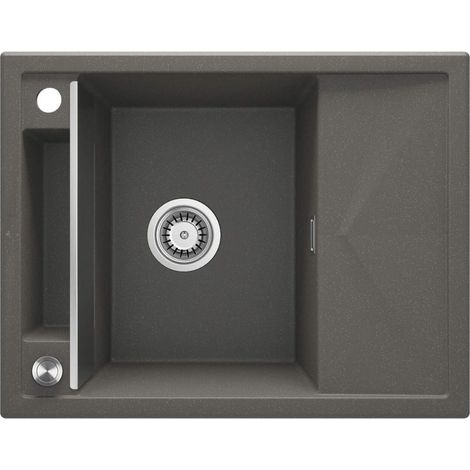 Lavello cucina in granito con 1 vasca e gocciolatoio 64x50 cm antracite metallizzato - Vora (1/5)