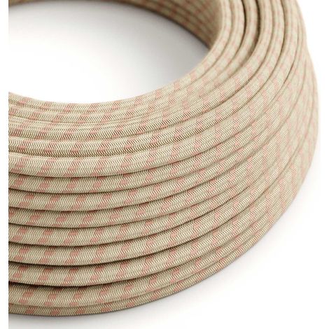 Cavo elettrico colorato Rosa Antico e Beige Stripes - L'Originale Creative Cables, per lamapde fai-da-te personalizzate - RD51 - 50 metri