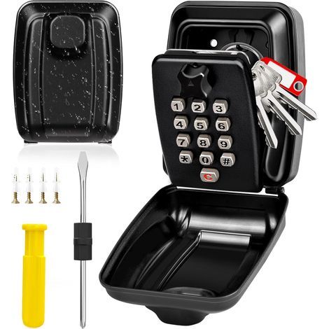 Large Secure Outdoor Key Box with 12-Digit Combination Lock, Waterproof Wall-Mounted Key Box, Secure Storage Key Box, Combination Key Safe for Home, Factory, Garage (1/5)