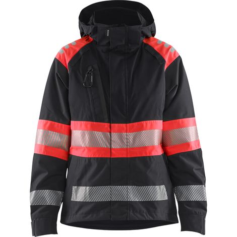 Veste de travail hardshell haute visibilité femme 4430 - Noir/Rouge fluo XL