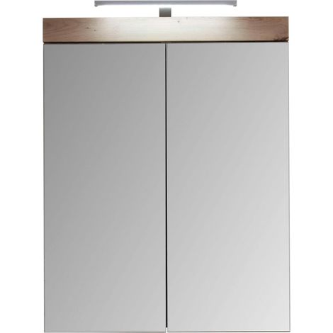Armoire Murale de Miroir de Salle de Bains avec Espace de Rangement, Matériau en Bois, Blanc Brillant, 60 x 77 x 97,5 cm (1/5)
