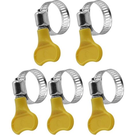 Lot de 14 colliers de serrage jaunes en acier inoxydable,réglables à vis moletée,taille 16-25 mm,bande 8 mm (1/5)