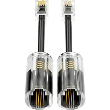 Démêleur de Câble Téléphonique, Câble de Téléphone Fixe Anti-Enchevêtrement avec Rotation 360 Degrés, Adaptateur Téléphone Fixe RJ9 4P4C Noir Transparent avec Fil pour Bureau, 2pcs (1/5)