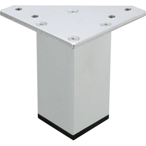 Lot de 4(10 cm) Pieds pour Meubles Blancs – Vis Incluses, Couleur Blanc - Pieds DIY aluminium pour Tables, Meubles de Salle de Bains, Armoires, Etagères (1/5)