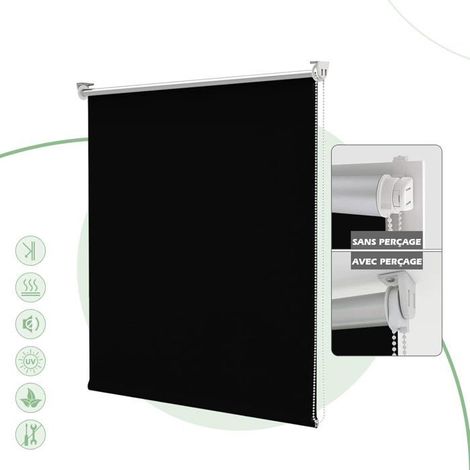 Store occultant à enrouleur 1 pièce Polyester noir Isolation thermique Chambre et salon 55 x (1/5)