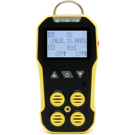 Détecteur de gaz 4 en 1 O2 H2S CO LIE – Écran LCD 2 pouces – Alarme sonore et lumineuse – Détection fuites gaz combustibles