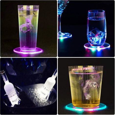 Lot de 50 dessous de verre à LED - Autocollants à LED - Pour bar, bouteille lumineuse - Super lumineuse - Lampe de bouteille LED (1/4)