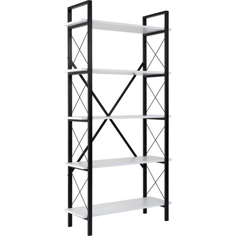 Libreria in legno Elysian - 90 x 33 x 180 cm - Bianco e nero