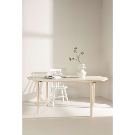 Andy table de salle à manger ovale 90x180 cm whitewash. (1/5)