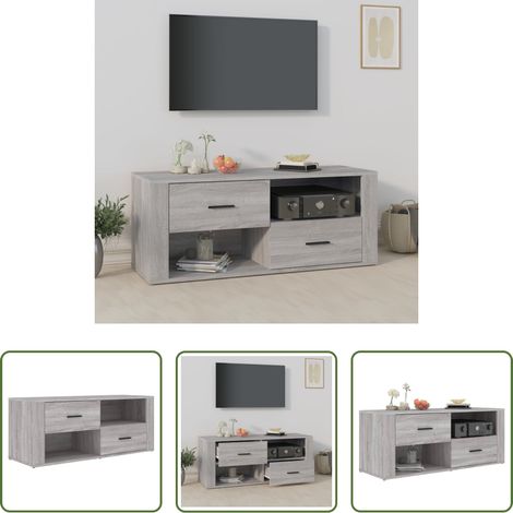 vidaXL Meuble de salle de séjour - Meuble TV Sonoma gris 100x35x40 cm Bois d'ingénierie (1/5)