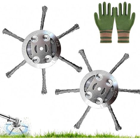 Lot de 2 Brosses de Désherbage en Fil d’Acier pour Débroussailleuse, Tête de Débroussailleuse Universelle, Brosse Mauvaises Herbes Professionnelle, Accessoire Tondeuse à Gazon pour Tondeuse à Gazon (1/5)