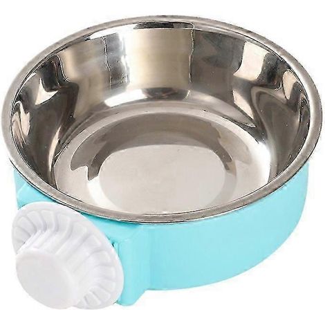 Gamelle pour cage, distributeur d'eau et de nourriture amovible en acier inoxydable pour petits chats, chiots et oiseaux, rose (1/5)