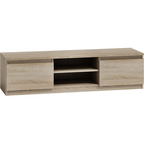 CDF TV-Schrank 140 Farbe: Eiche Sonoma Moderner Fernsehtisch Ablagen für Audio-/Videogeräte Stauraum für Kleinigkeiten Ideal für Wohnzimmer, Schlafzimmer Einfache Montage