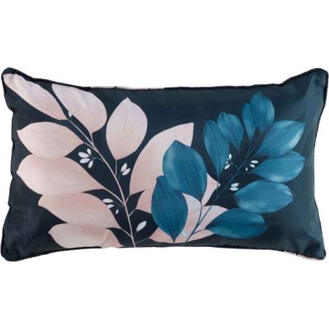 Coussin Déco Imprimé "Belline" 30x50cm Bleu (1/3)