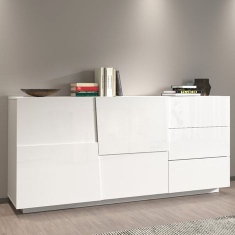 Madia 2 ante battenti e 3 cassetti linea Rombo in finitura Bianco Lucido (1/4)