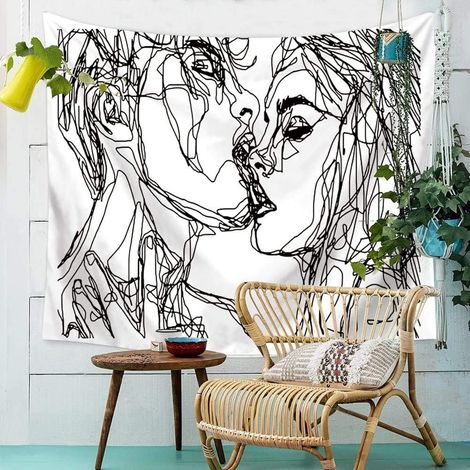 Tapisserie art abstrait psychédélique en polyester, 150 x 130 cm – DELKEVIC (1/3)