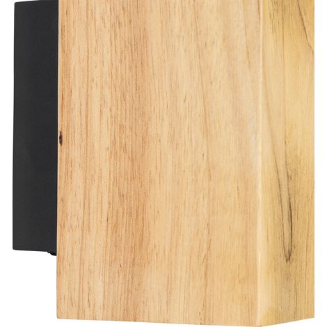 QAZQA Appliques sandy - rustico - Legno,Acciaio - Legno/Nero - Allungato Max. 2 x Watt