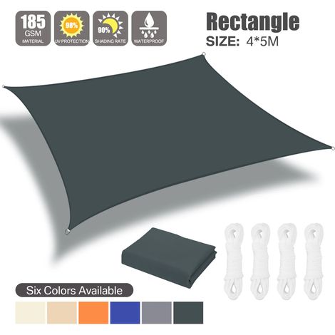 Auvent de jardin extérieur imperméable (gris foncé 4 x 5 m), protection solaire, blocage des UV à 98 % (1/5)