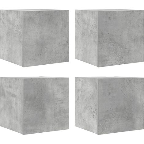 Lot de 4 meubles TV muraux design tendance rangement pratique 30,5 x 30 x 30 cm en bois d'ingénierie gris béton (1/5)