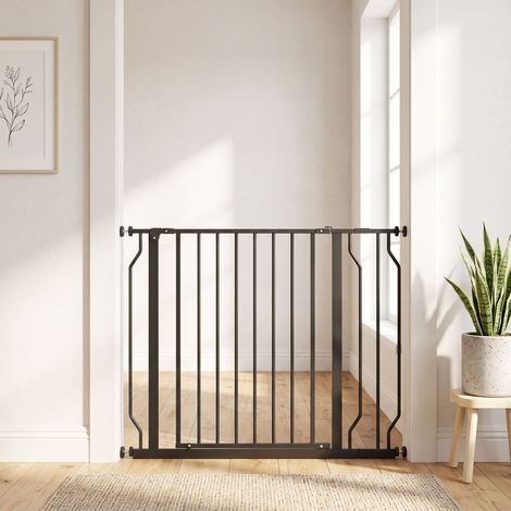 Barrière de sécurité barrière pour animal domestique longueur réglable sans perçage en acier et ABS 75-95 x 76 cm noir (1/5)