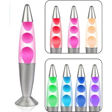 CELLUSTOP Lampe Lave LED Multicolore Rose - Lampe à Lave LED Cire Blanche - Lampe Magma Lave LED Fusée En Verre Robuste - Lampe Veil (1/5)