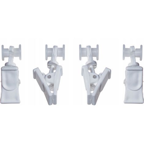 Clips móviles blancos con rodillo para barras de cortina, para rieles de techo en forma de U, color blanco, 50 unidades. (1/5)