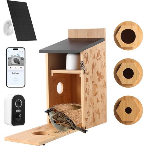 Nichoir Oiseaux Exterieur, Nichoir Oiseaux a Fabriquer, Maison Oiseaux à Suspendre, Cabane Oiseaux Anti-pic à Construire, Nichoirs Bois pour Mésanges, Moineaux et Perruches à Longue Queue, E (1/5)