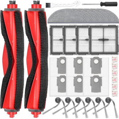 32 Stück Zubehörset für Roborock Q10 S5+ Staubsauger, 2Hauptbürsten,6Staubbeutel,6Filter,4Wischtücher,6Seitenbürsten,6Flach-Duftstein,1Reinigungsgeräte, Ersatzteile Saugroboter Zubehör (1/5)