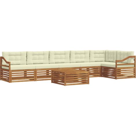 Outdoor-Sofagarnitur 7 stk. Natur und Creme vidaXL (1/5)