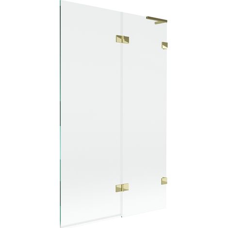 Mexen Lunar L paraván de baño 2 hojas derecha 110 x 150 cm, transparente, dorado - 897L-110-100-50-00-P (1/5)