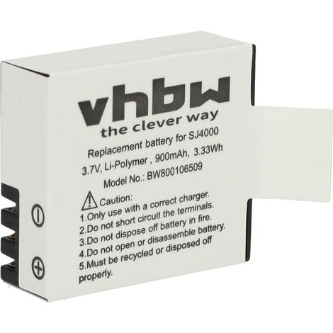 vhbw Akku kompatibel mit Qumox SJ4000, SJ5000 WiFi, SJ4000 WiFi, DX 288813, DX 288812, SJ5000 Videokamera Camcorder (900 mAh, 3,7 V, Li-Polymer) (1/5)