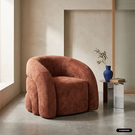 Fauteuil organique tissu 1 place terracotta - Renbo