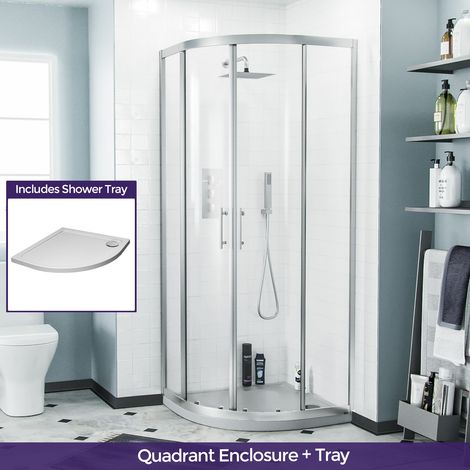 Saturn Quadrant 800mm Curved Corner Shower Enclosure and Low Profile Tray (1/5)