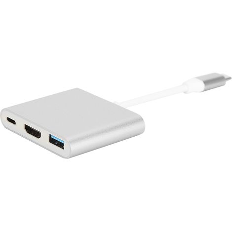 USB-Typ-C-zu-HDMI-3.1-Konverter, Gehäuse aus Aluminiumlegierung, kompakt, mehrere Anschlüsse, 1080p-kompatibel (Silber) (1/5)