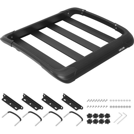 Panier de Toit pour Voiture, 965x965x142 mm, Porte Bagages Capacité de 68,04 kg, Galerie de Toit Universelle pour SUV, Camionnette, Compatible avec Barres Transversales jusqu'à 90x50 mm (1/5)