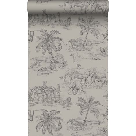 papier peint animaux de la jungle gris argileux - Origin Wallcoverings (1/5)