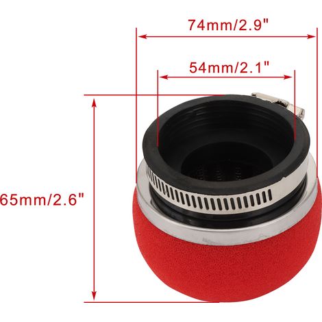 GOOFIT Luftfiltereinlass aus rotem Schwamm: 54 mm. Luftfilterkasten passend für verschiedene Fahrzeugmodelle. (1/4)