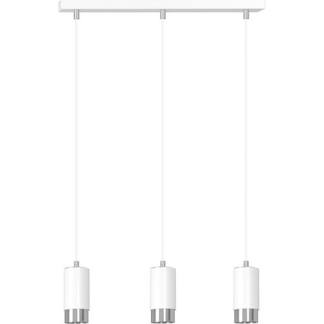 Lampada a Sospensione Fumiko, Acciaio verniciato a polvere, Bianco, Cromo, 45x100x6 cm (1/5)