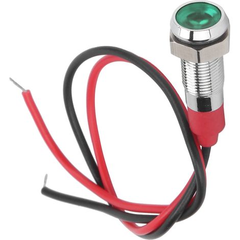 Voyant LED métallique 6mm étanche, témoin lumineux pour voiture, camion, bateau, avec fil, 6V, vert (1/5)